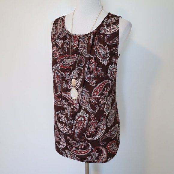 ANN TAYLOR LOFT Medium Sleeveless Blouse Burgundy - Picture 1 of 7